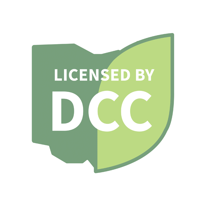 Map of Ohio with the words licensed by dcc