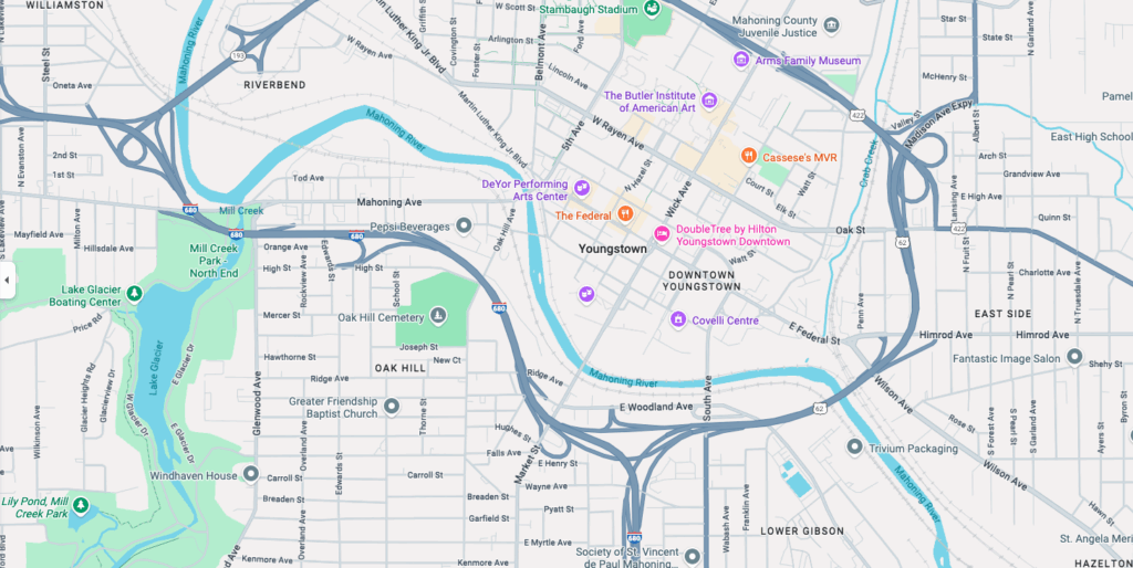 Map of Youngstown